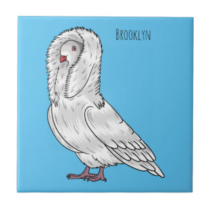 Jacobin duif vogel cartoon illustratie tegeltje