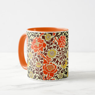 Jacoboon Floral, Oranje, bruin en mosterd Gold Mok
