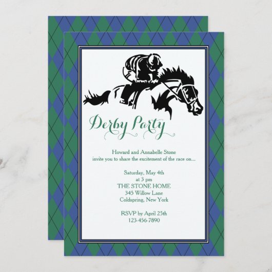 Jacquard 2 de courses hippiques Invitation (Devant / Derrière)