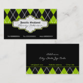 Jacquard blanc noir carte de visite tendance (Devant / Derrière)