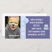 Jacquard Bleu Anniversaire Photo Invitation (Devant / Derrière)