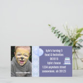 Jacquard Bleu Anniversaire Photo Invitation (Debout devant)
