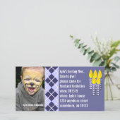Jacquard Bleu Birthdy Photo Invitation (Debout devant)