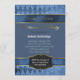 Jacquard bleu Classic Retraite Party Invitations