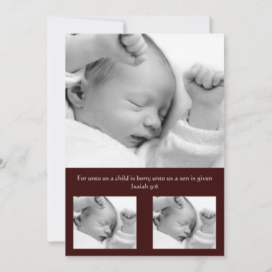 Jacquard bleu et Brown Faire-part de naissance béb (Dos)