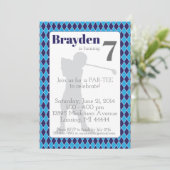 Jacquard Bleu Golf Invitation Anniversaire (Debout devant)