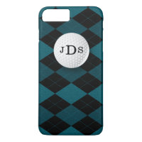 Jacquard bleu Monogram, Golf Ball iPhone 7 Coque