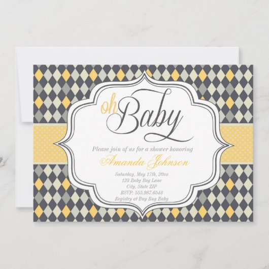 Jacquard Chic Oh Baby Invitation (Devant)