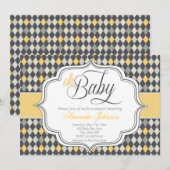 Jacquard Chic Oh Baby Invitation (Devant / Derrière)