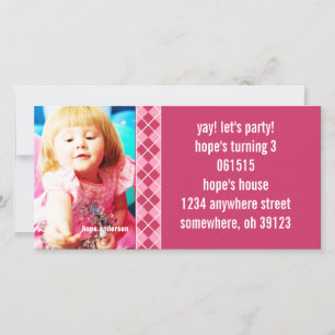Jacquard de framboise Birthdy Photo Invitation