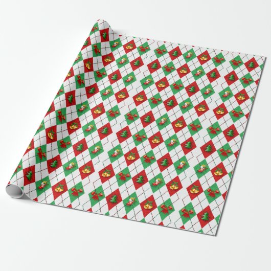 Jacquard de Noël Motif Retro Papier cadeau envelop (Déroulé)