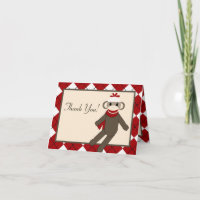 Jacquard de singe rouge Carte de remerciements pli