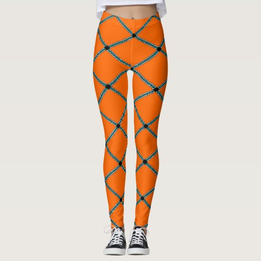 Jacquard d'Halloween orange Leggings (Devant)
