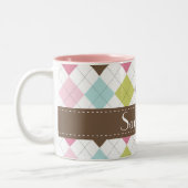 Jacquard Diamond Stitch Sweater Coffee Mug Cup (Gauche)