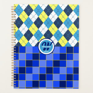 Jacquard et chèques préppy bleu et jaune