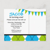 Jacquard Golf 1er Anniversaire Carte postale Invit (Dos)