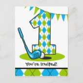 Jacquard Golf 1er Anniversaire Carte postale Invit (Devant)