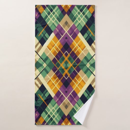 Jacquard Mardi Gras jaune violet vert (Serviette de bain)
