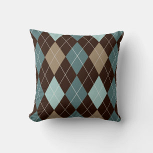 Jacquard moderne Brown et bleu coussin d'oreiller