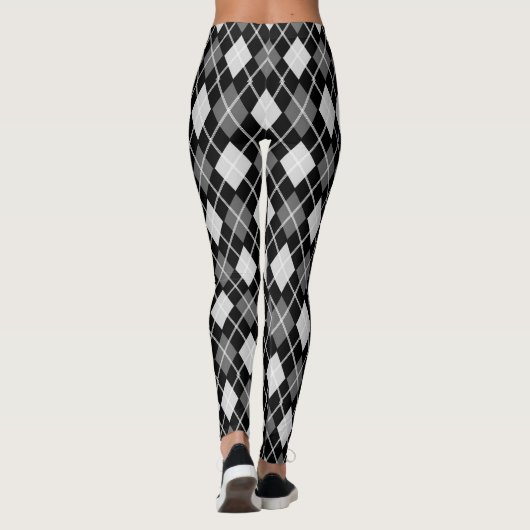 Jacquard noir et gris sans couture Motif Leggings (Dos)