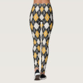 Jacquard noir et jaune sans couture Motif Leggings (Dos)
