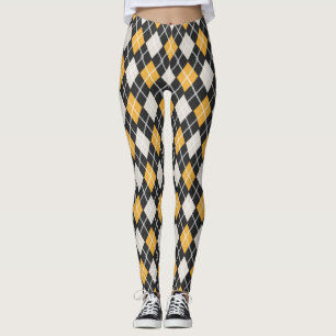 Jacquard noir et jaune sans couture Motif Leggings