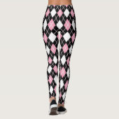 Jacquard noir et rose sans couture Motif Leggings (Dos)