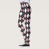 Jacquard noir et rose sans couture Motif Leggings (Gauche)