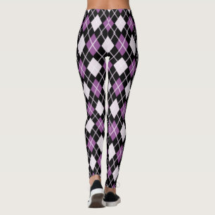 Jacquard noir et violet sans couture Motif Legging