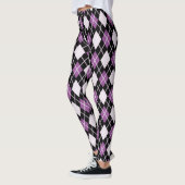 Jacquard noir et violet sans couture Motif Legging (Gauche)
