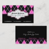 Jacquard noir rose blanc  carte de visite tendance (Devant / Derrière)