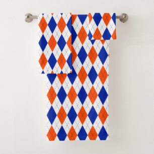 Jacquard orange et bleu diamant