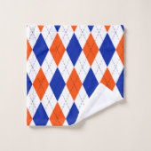 Jacquard orange et bleu diamant (Gant de toilette)