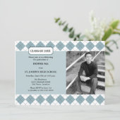 Jacquard Preppy Photo Graduation Faire-part (Debout devant)