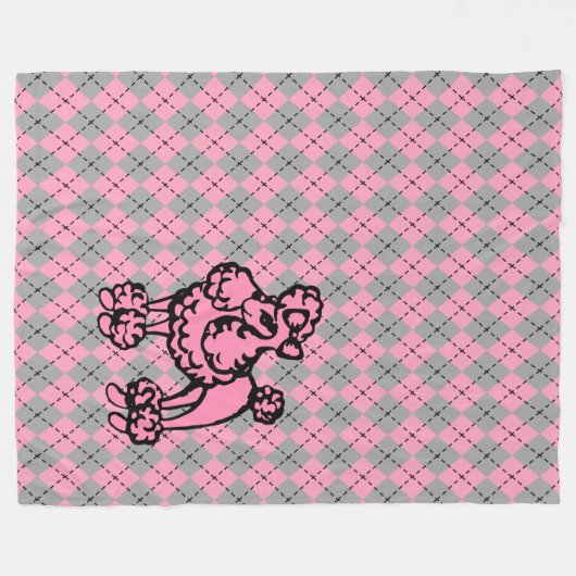 Jacquard rétro Couverture de caniche rose français (Devant (Horizontal))
