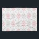 Jacquard rose et gris Motif Monogram Serviette de<br><div class="desc">Serviette de cuisine moderne et féminine avec motif de Jacquard rose et gris. Customisez en ajoutant votre propre monogramme. Ce sera parfait comme un cadeau de ménage personnalisé et est parfait comme un accent à votre cuisine.</div>