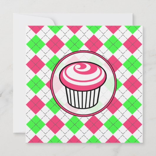 Jacquard rose et vert Invitation d'anniversaire (Dos)