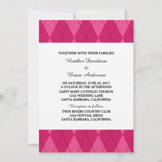 Jacquard rose Invitation de mariage (Devant)