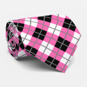 Jacquard rose, noir, blanc et gris chaud cravate d (Roulé)