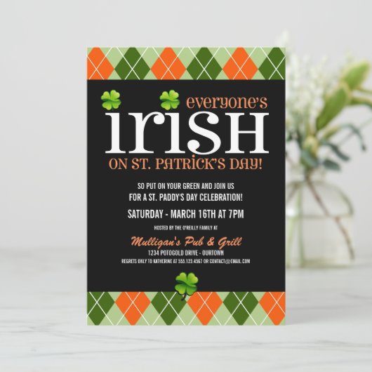 Jacquard St. Patricks Day Party Invitations (Debout devant)
