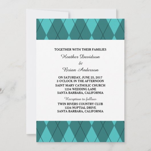 Jacquard turquoise Invitation (Devant)