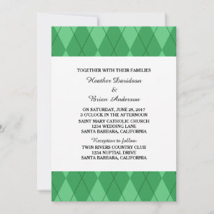 Jacquard vert Invitation de mariage