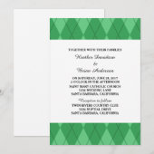 Jacquard vert Invitation de mariage (Devant / Derrière)