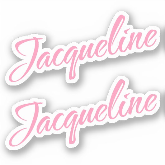 Jacqueline decoratieve naam in roze x2 Sticker (Voorkant)
