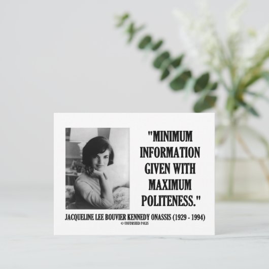 Jacqueline Kennedy Minimum informatie beleefdheid Briefkaart (Staand voorkant)