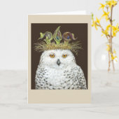 Jacqueline la carte de chouette enneigée (Fleur jaune)