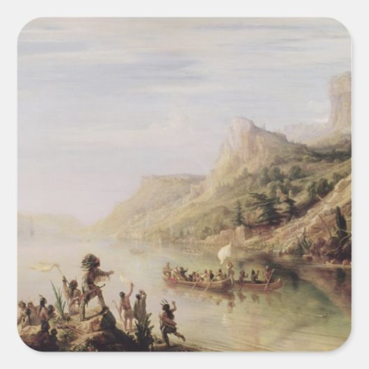 Jacques Cartier ontdekt de St. Lawrence Vierkante Sticker (Voorkant)