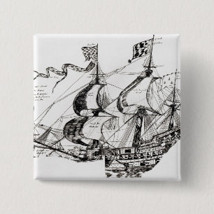 Jacques Cartier's schip, 'Rarete Indes' Vierkante Button 5,1 Cm