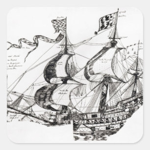 Jacques Cartier's schip, 'Rarete Indes' Vierkante Sticker