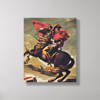 Jacques-Louis David - Napoleon over de Alpen Canvas Afdruk